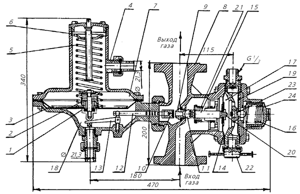 Регулятор давления газа универсальный РДУ-32/С схема